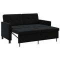 Divano Letto Convertibile a 2 Posti in Tessuto Nero con Schienale Regolabile, Design Moderno Compatto