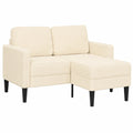 Divano angolare compatto a 3 posti con chaise longue, rivestimento in lino crema, ideale per soggiorno e ufficio