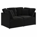 Divano angolare in velluto nero con struttura in metallo, 200x100x64 cm, stile moderno per soggiorno e salotto