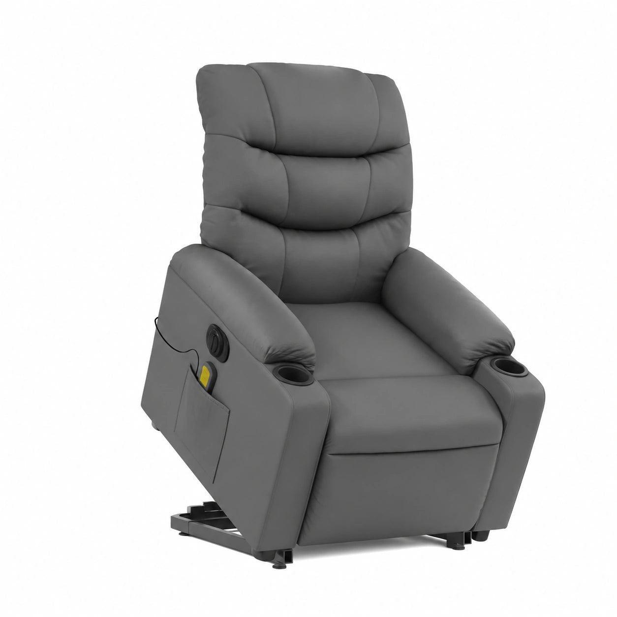 Brokky-Poltrona Reclinabile Elettrica in Similpelle Grigio, Comfort Ergonomico per Soggiorno