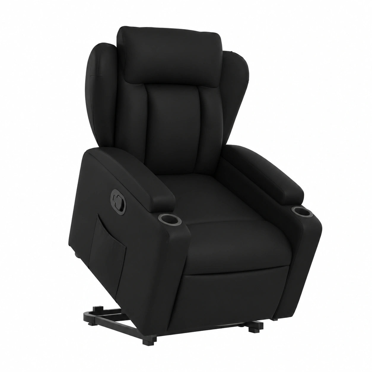 Poltrona Relax Elettrica Reclinabile in Ecopelle Nera con Funzione Lift