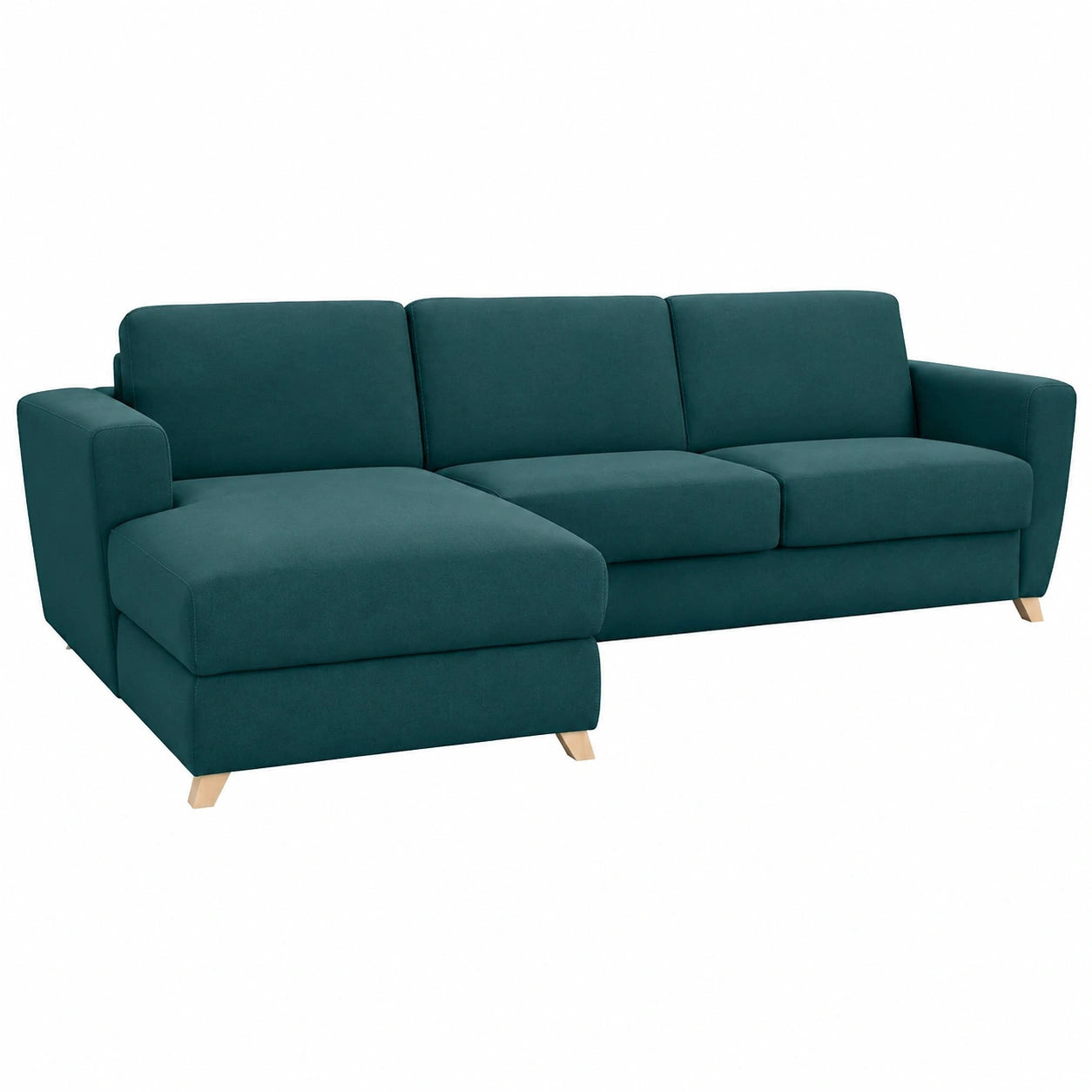 Divano angolare reversibile con letto e contenitore blu anatra GRAHAM