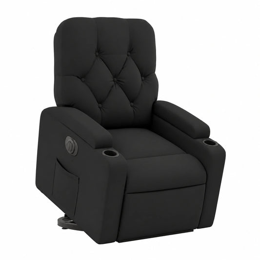 Poltrona Reclinabile Elettrica in Similpelle Nera per Relax e TV