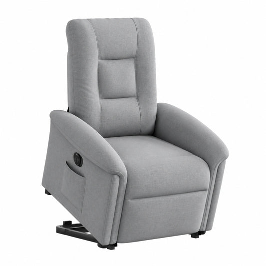 Poltrona Relax Reclinabile Elettrica in Tessuto Grigio Chiaro per Soggiorno e Camera