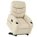 Brokky-Poltrona Elettrica Reclinabile in Similpelle Crema per Relax e Comfort Ergonomico