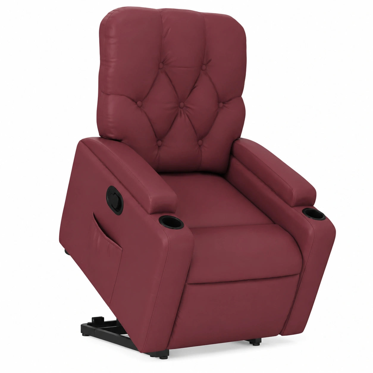 Poltrona Relax Elettrica in Similpelle Rosso Vino con Funzione Alzapersona e Reclinazione