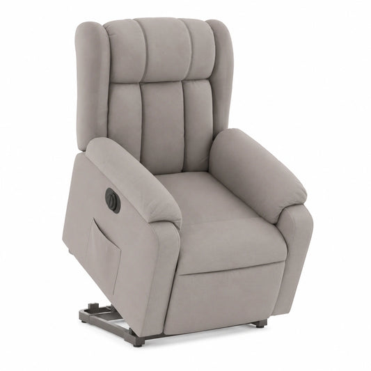Poltrona Reclinabile Elettrica in Tessuto Tortora - Comfort e Relax