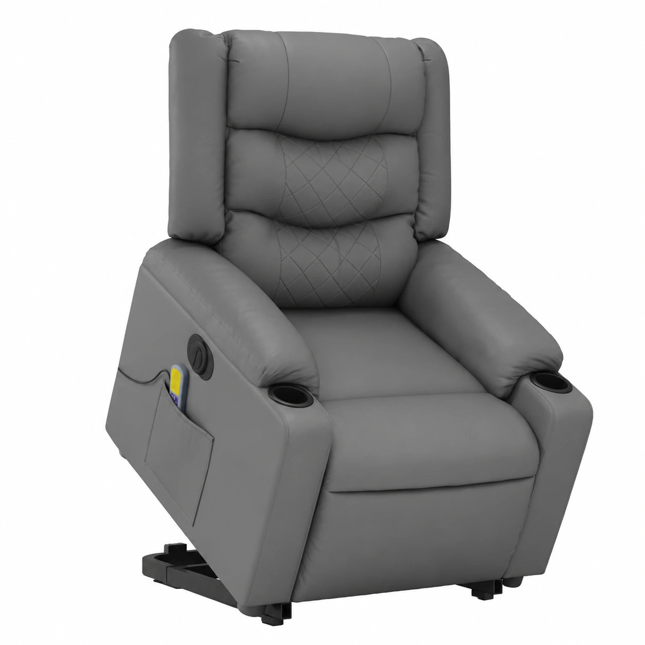 Brokky-Poltrona Relax Elettrica Reclinabile in Similpelle Grigia per Soggiorno