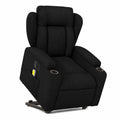 Brokky - Poltrona Alzapersona Elettrica Massaggiante in Tessuto Nero, Reclinabile e Ergonomica per Salotto e Ufficio