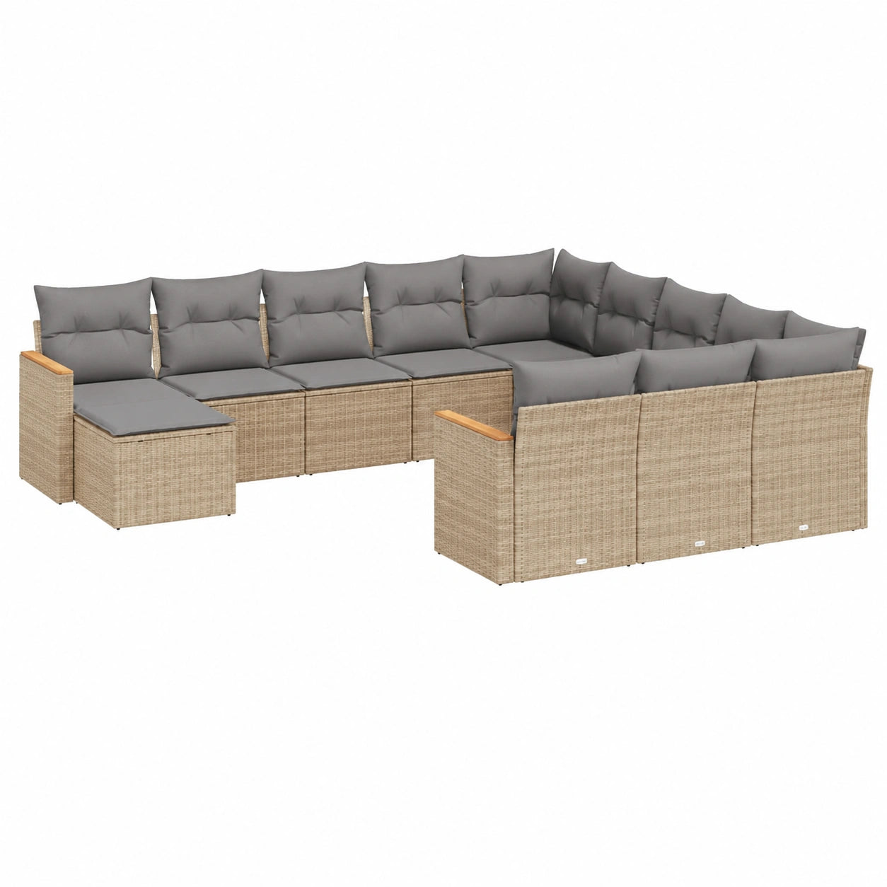 Set Divano da Giardino con Cuscini Beige in Polyrattan, 12 Pezzi