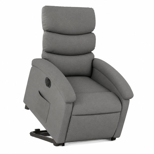 Poltrona Relax Elettrica Reclinabile in Tessuto Grigio Scuro per Anziani