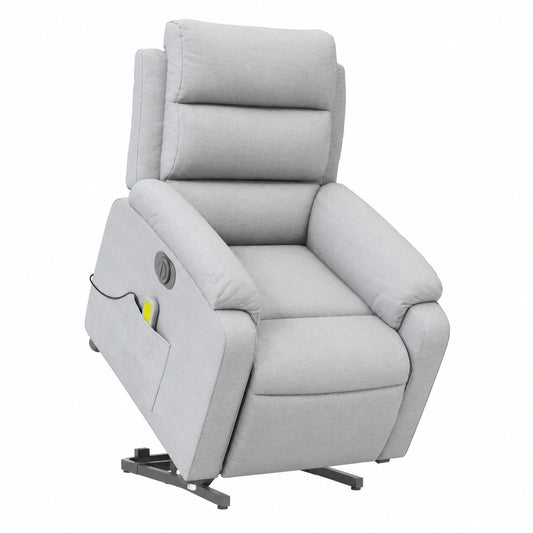 Poltrona Relax Elettrica con Massaggio in Tessuto Grigio Chiaro per Anziani