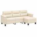 Divano angolare moderno in microfibra beige con sgabello, 210 x 77 x 80 cm, seduta estraibile per soggiorno e camera da letto