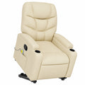 Poltrona Relax Reclinabile Elettrica Massaggiante in Tessuto Crema