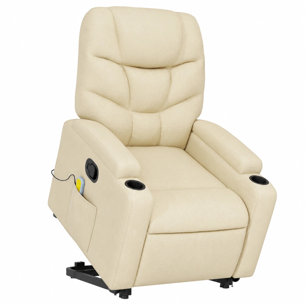 Poltrona Relax Reclinabile Elettrica Massaggiante in Tessuto Crema
