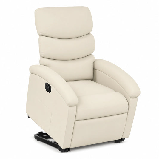 Brokky Poltrona Reclinabile Elettrica in Similpelle Crema Ergonomica