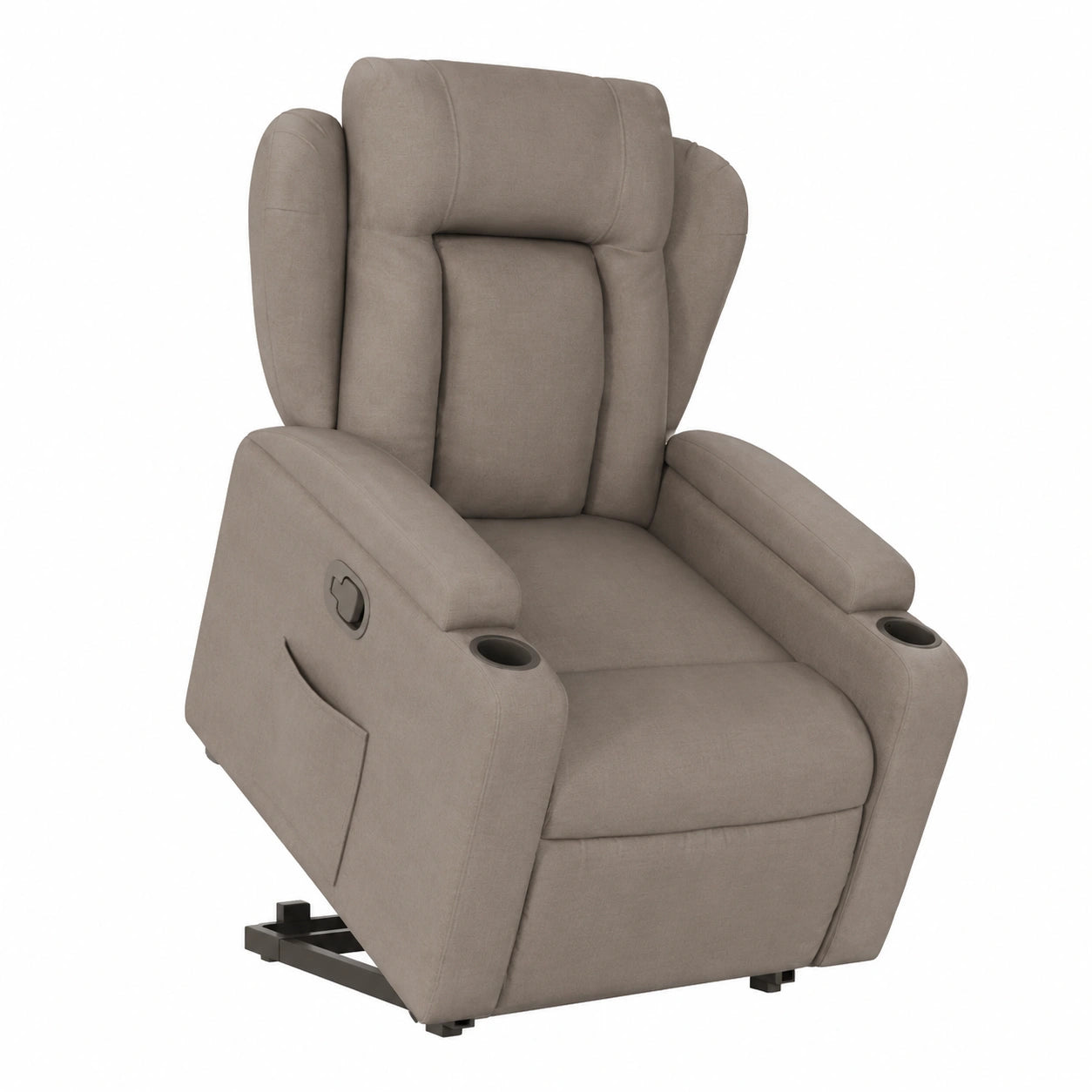Poltrona Relax Elettrica Alzapersona in Tessuto Tortora per Salotto e Ufficio