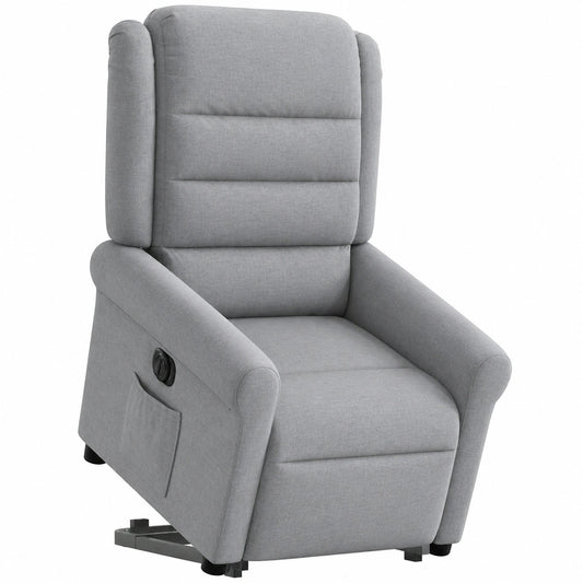 Poltrona Elettrica Reclinabile in Tessuto Grigio Chiaro per Relax