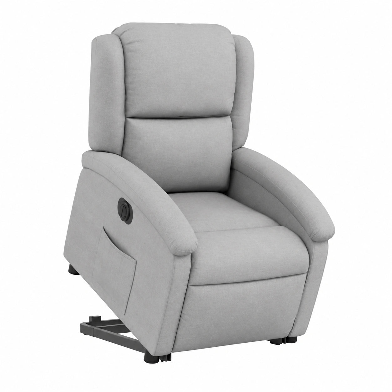 Poltrona Reclinabile Elettrica in Tessuto Grigio Chiaro con Funzione Alzapersona e Massaggio Relax Completo