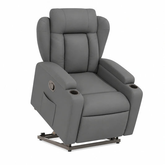 Poltrona Elettrica Alzapersona Reclinabile Grigio Scuro per Salotto e Ufficio
