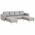 Divano Angolare 3 Pezzi in Tessuto Grigio Traspirante con Gambe Robuste, 250x188 cm