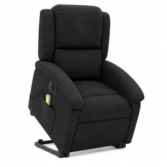 Poltrona Elettrica Recline Massaggiante in Velluto Nero per Anziani